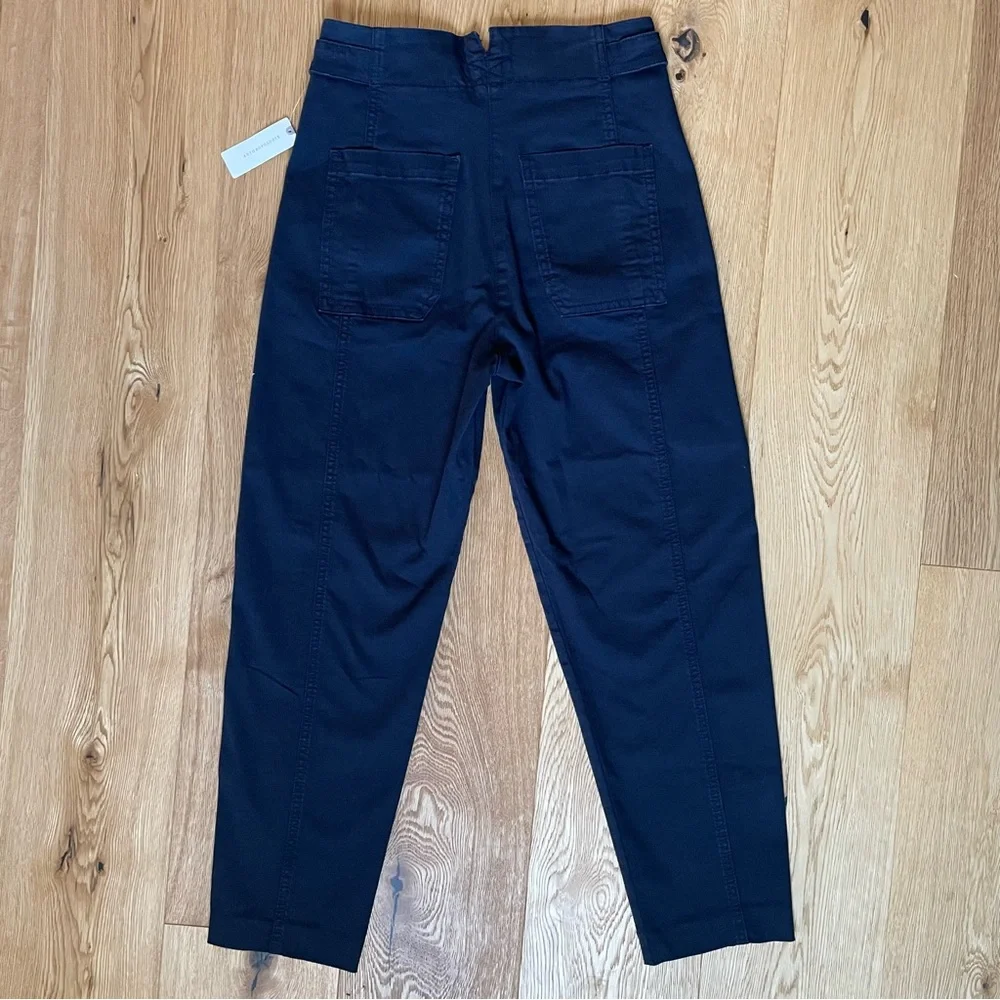 SOLD - Anthropologie Maeve High-Rise Slim Curved Sailor Pants in Navy Blue - Picture 12 of 14